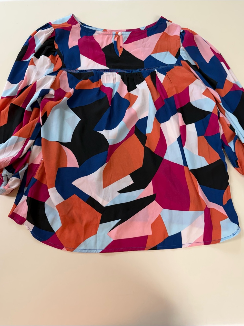 Women’s Abstract Colorblock Long-Sleeve Blouse - Multicolor